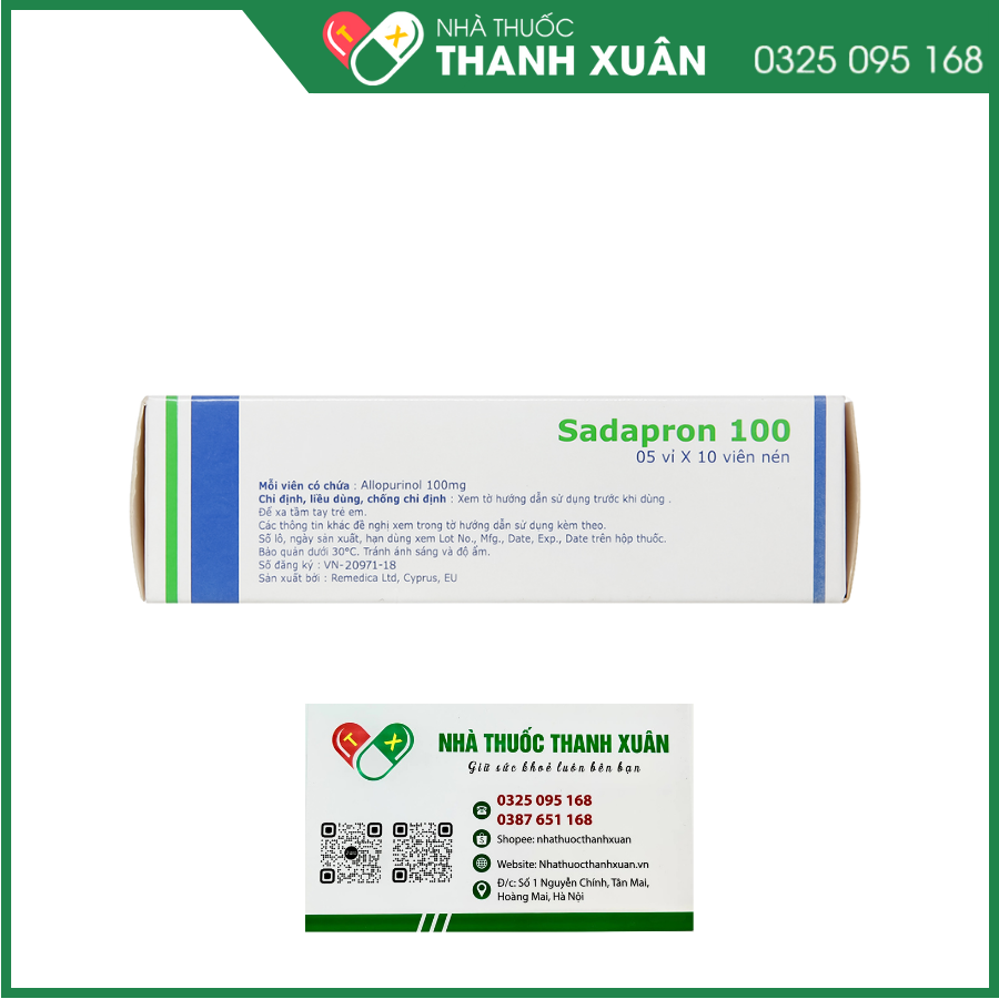 Sadapron 100 điều trị chứng tăng acid uric máu